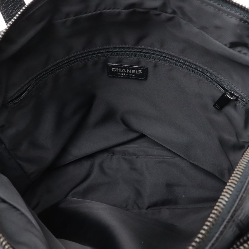 Chanel New Travel Line Handbag 2way Tote Bag Nylon Jacquard Leather Black A15970