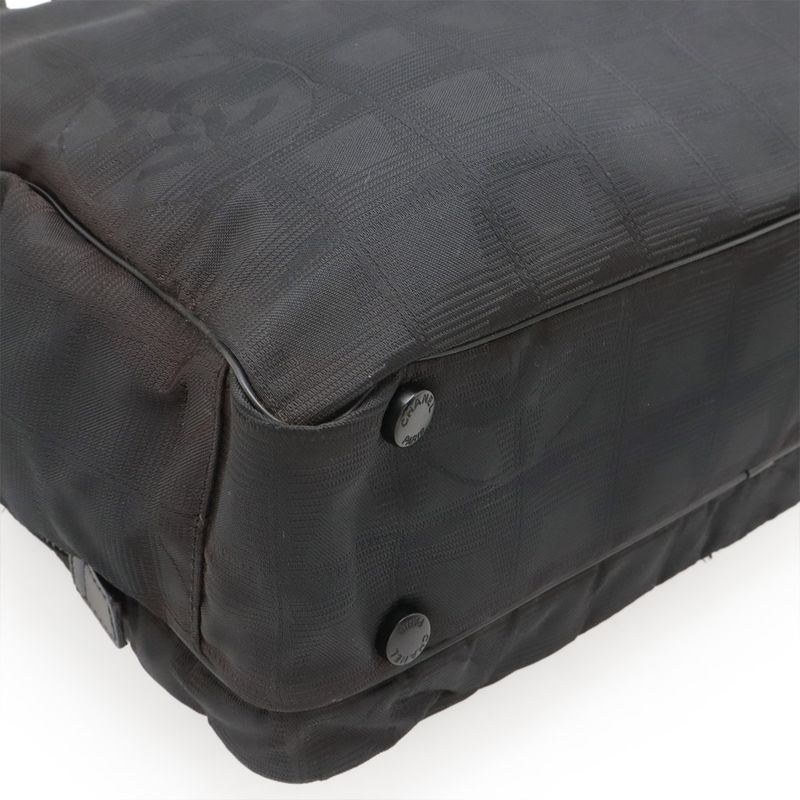 Chanel New Travel Line Handbag 2way Tote Bag Nylon Jacquard Leather Black A15970