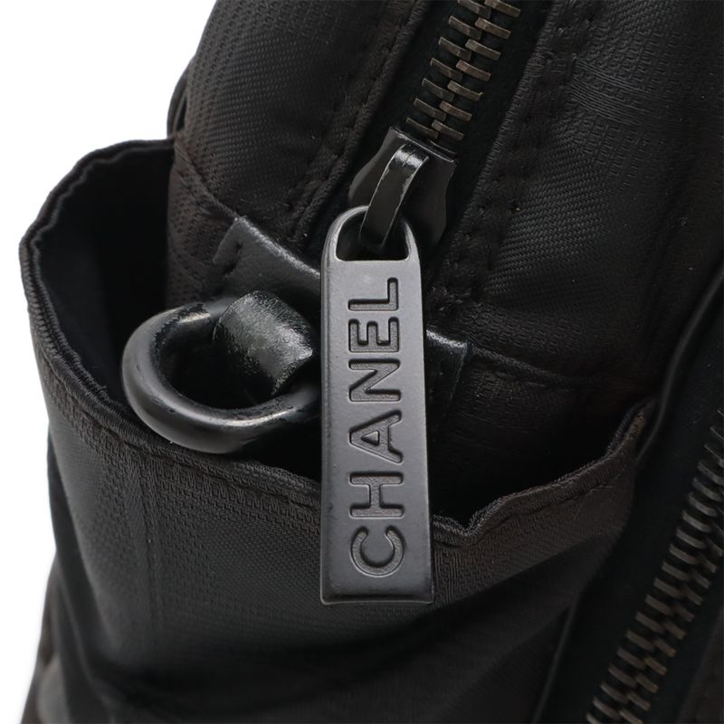 Chanel New Travel Line Handbag 2way Tote Bag Nylon Jacquard Leather Black A15970