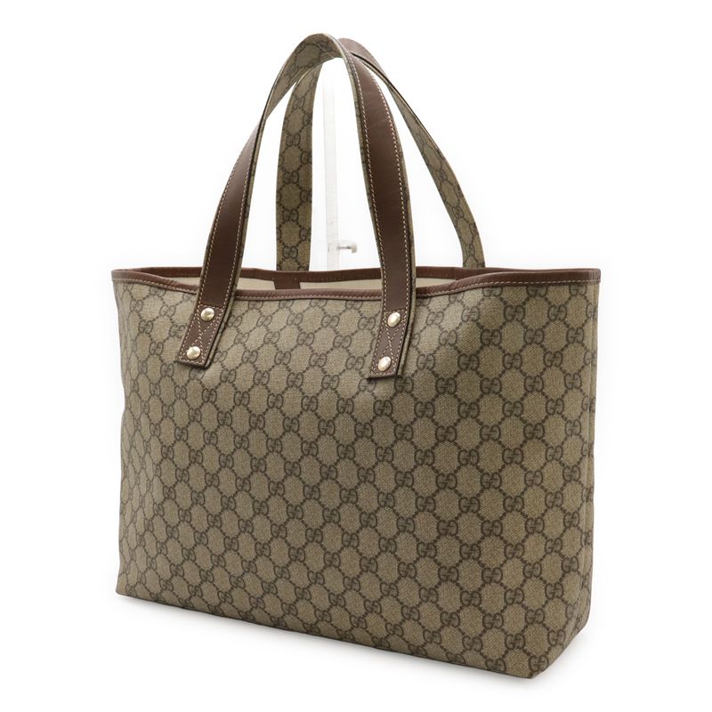 Gucci GG Plus GG Supreme Sherry Line Tote Bag Shoulder Bag PVC Leather Khaki
