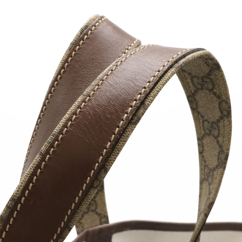 Gucci GG Plus GG Supreme Sherry Line Tote Bag Shoulder Bag PVC Leather Khaki