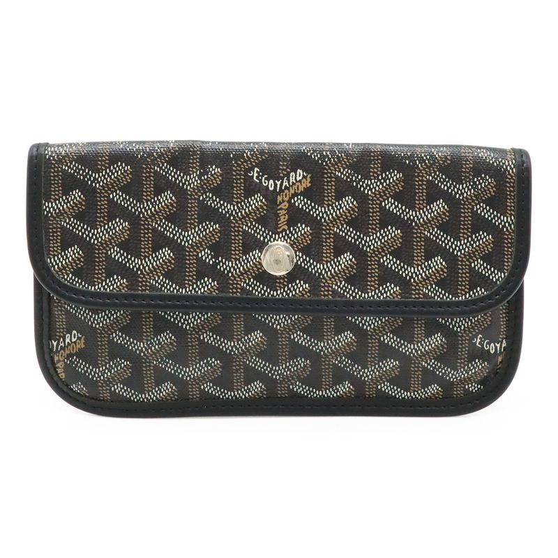 Goyard Saint Louis PM Tote Shoulder Bag Coated Canvas Leather Black Brown White