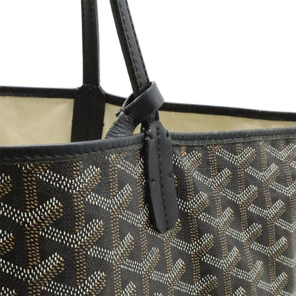 Goyard Saint Louis PM Tote Shoulder Bag Coated Canvas Leather Black Brown White