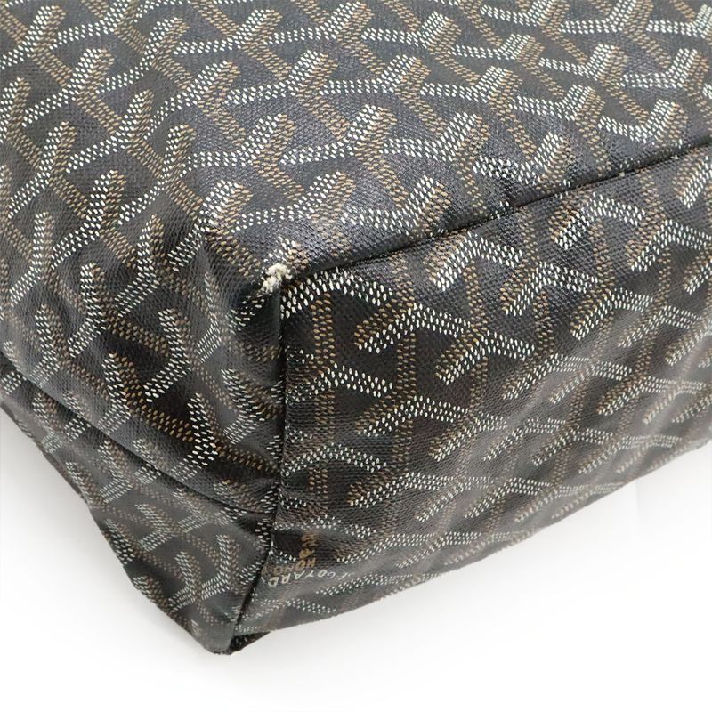 Goyard Saint Louis PM Tote Shoulder Bag Coated Canvas Leather Black Brown White