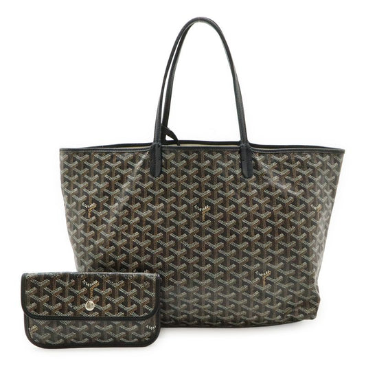 Goyard Saint Louis PM Tote Shoulder Bag Coated Canvas Leather Black Brown White