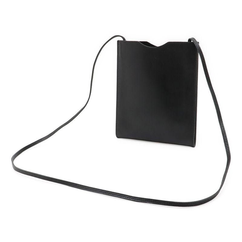 Hermes Onymetou Shoulder Bag Crossbody Pochette Leather Black