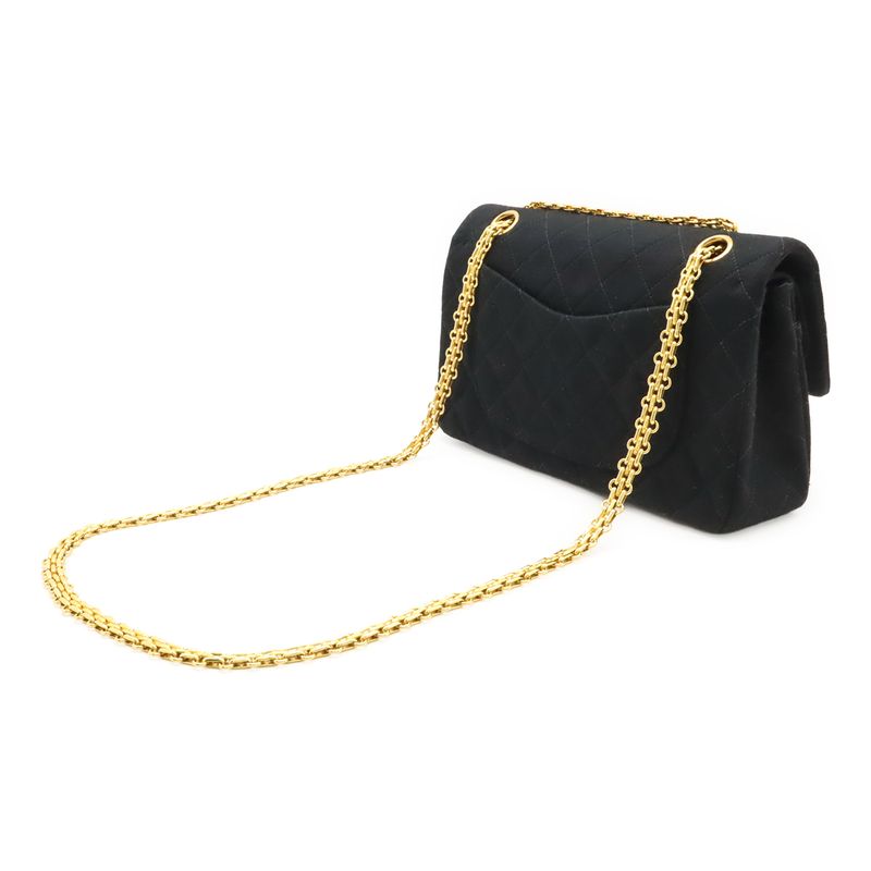 Chanel Matelasse 23 Coco Mark W Flap Chain Shoulder Bag Cotton Jersey Black