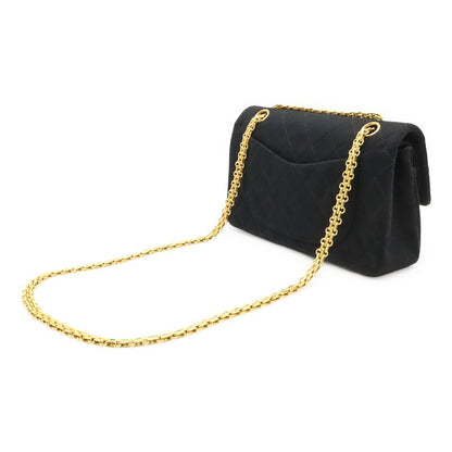 Chanel Matelasse 23 Coco Mark W Flap Chain Shoulder Bag Cotton Jersey Black