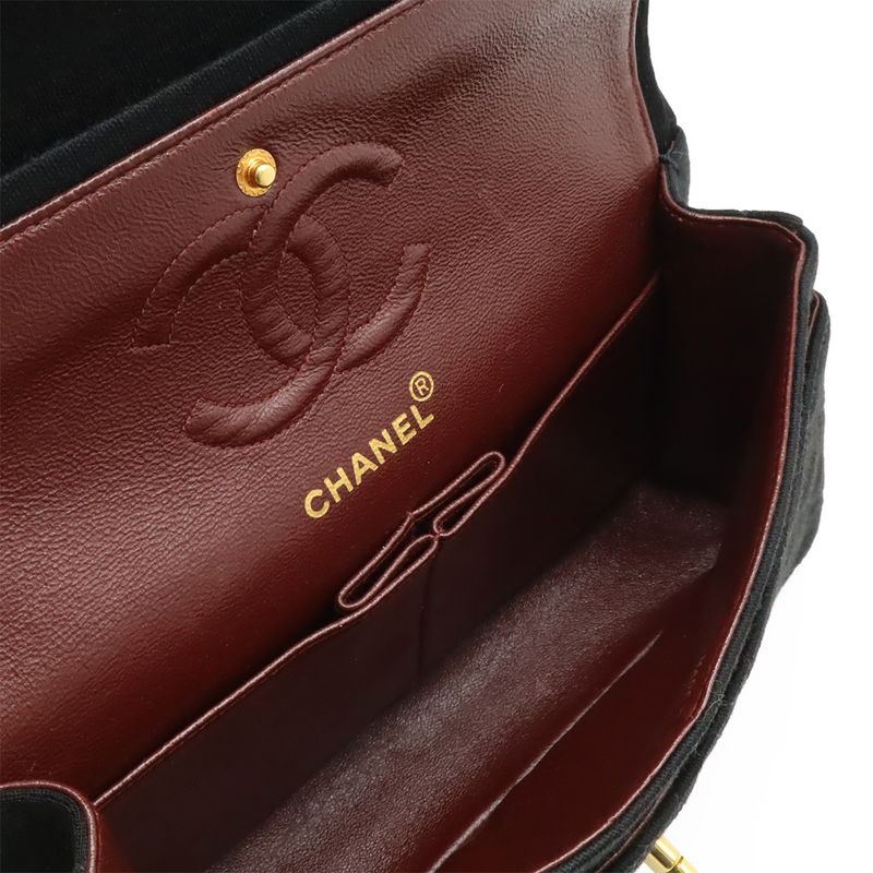 Chanel Matelasse 23 Coco Mark W Flap Chain Shoulder Bag Cotton Jersey Black