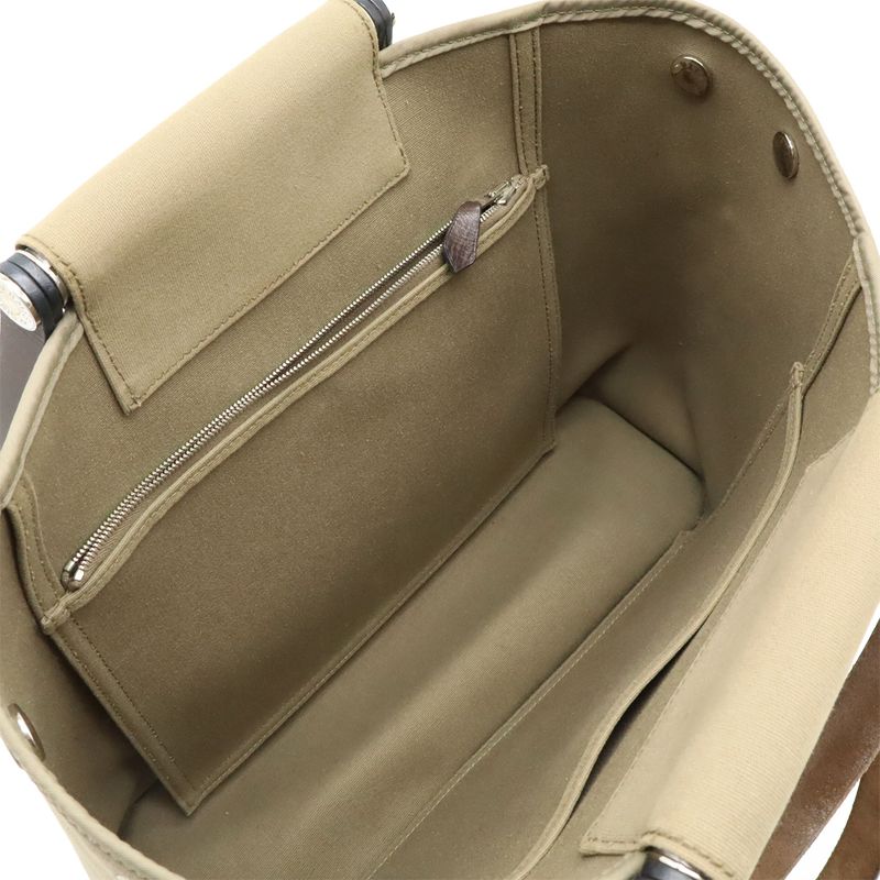 Hermes Cabas Cook PM Tote Handbag 2way Shoulder Bag Shoulder Toile Officier