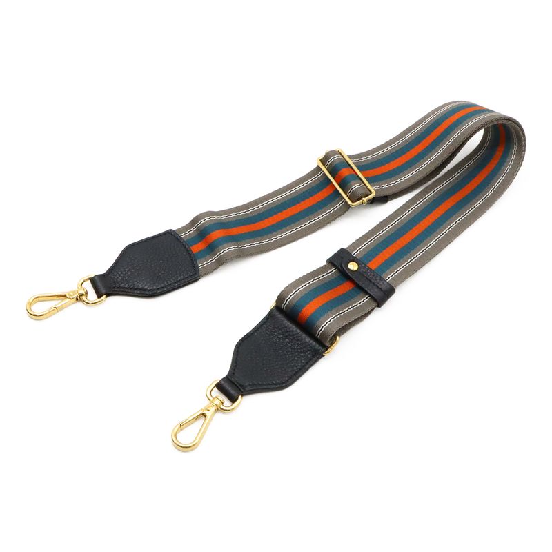 Prada Vitello Daino Handbag 2way Shoulder Bag Striped Shoulder Nero Black Gold