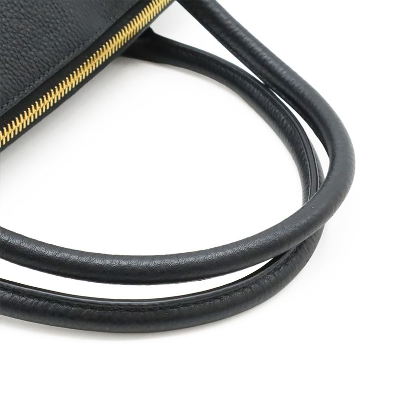 Prada Vitello Daino Handbag 2way Shoulder Bag Striped Shoulder Nero Black Gold