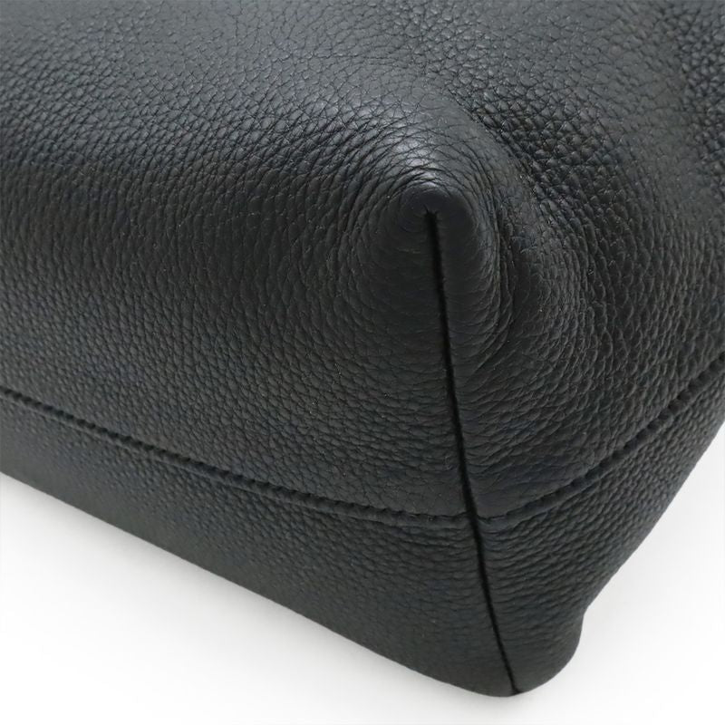 Prada Vitello Daino Handbag 2way Shoulder Bag Striped Shoulder Nero Black Gold