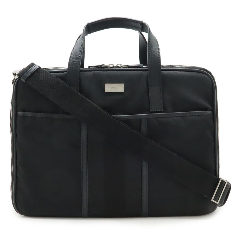 Gucci Logo Plate Business Bag Briefcase Document Purse 2way Shoulder Bag Nylon