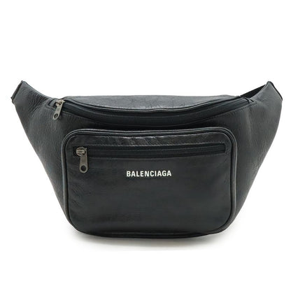 Balenciaga Exclusive Line Explorer Belt Bag Waist Pouch Body Bag Leather Black
