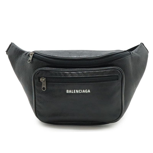Balenciaga Exclusive Line Explorer Belt Bag Waist Pouch Body Bag Leather Black