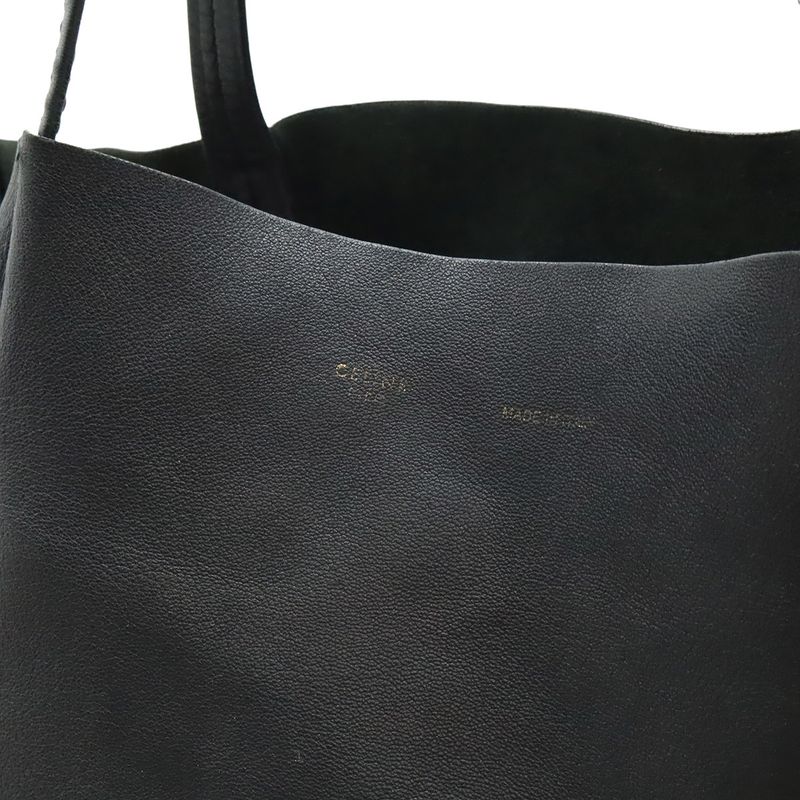 Celine Horizontal Cabas Tote Large Tote Shoulder Bag Leather Black