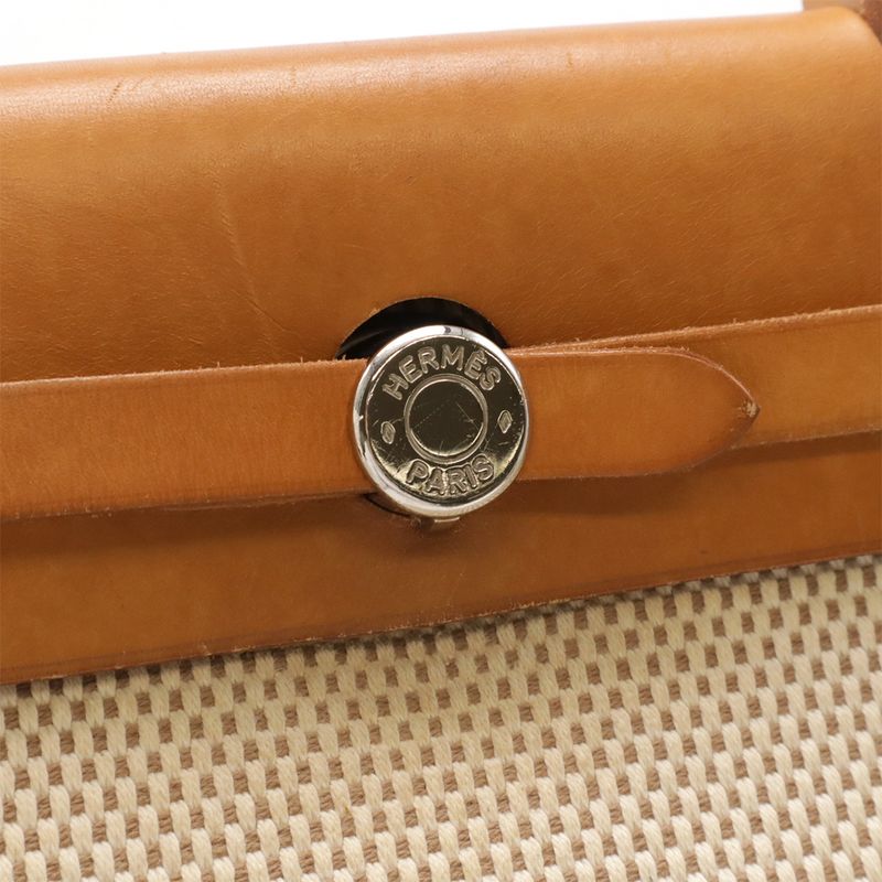 Hermes Herbag Her Bag PM Handbag 2way Shoulder Bag Toile Officier Toile Ash