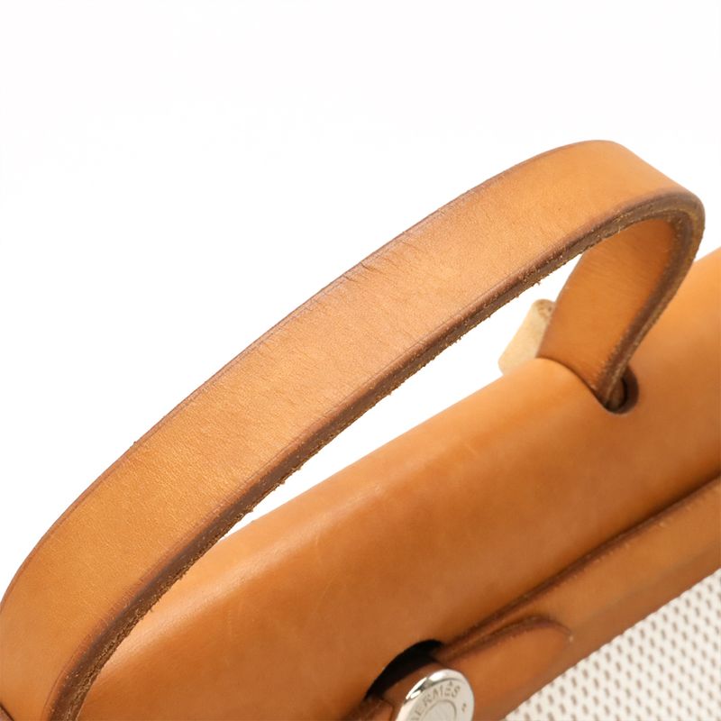 Hermes Herbag Her Bag PM Handbag 2way Shoulder Bag Toile Officier Toile Ash