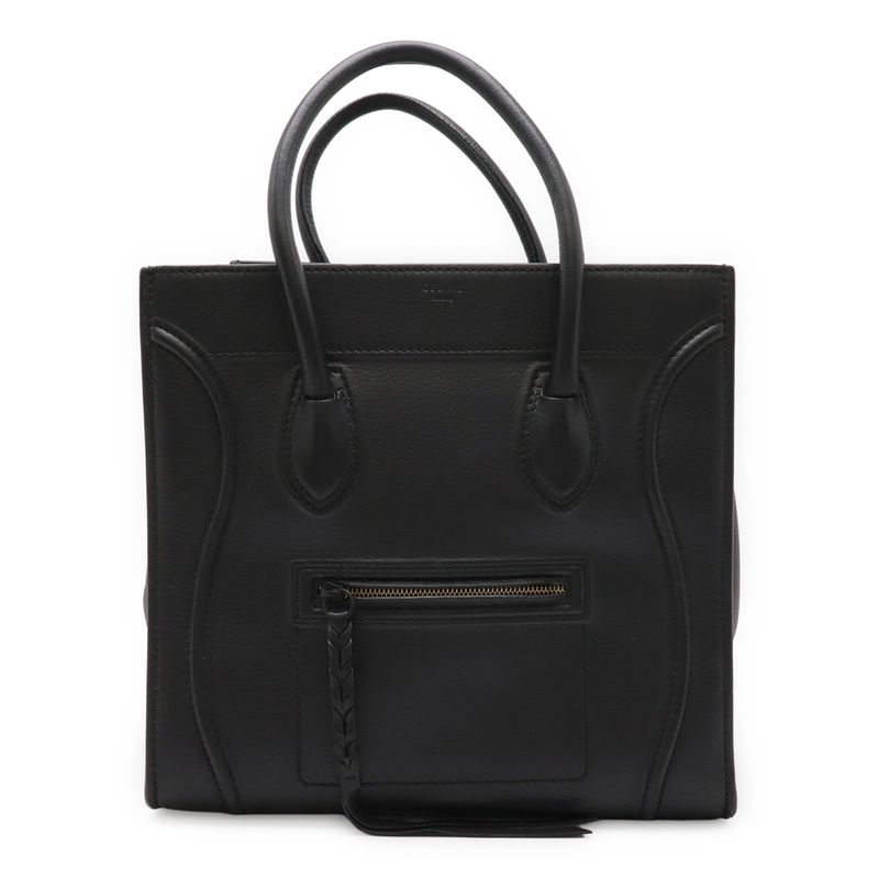 Celine Luggage Phantom Handbag Tote Leather Black Hardware