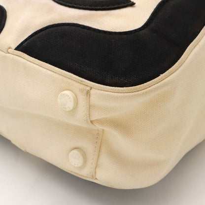 Chanel Coco Mark Marshmallow Bag Tote Bag Handbag Canvas Ivory White Black
