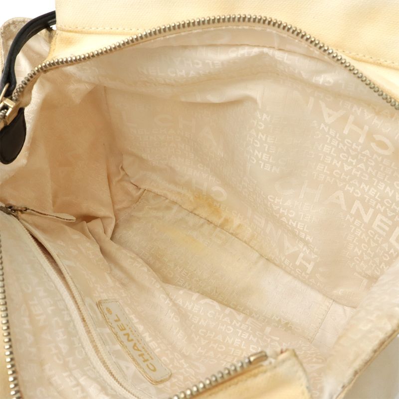 Chanel Coco Mark Marshmallow Bag Tote Bag Handbag Canvas Ivory White Black