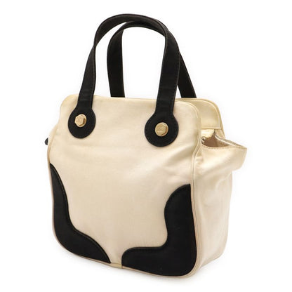 Chanel Coco Mark Marshmallow Bag Tote Bag Handbag Canvas Ivory White Black