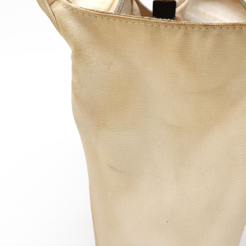 Chanel Coco Mark Marshmallow Bag Tote Bag Handbag Canvas Ivory White Black