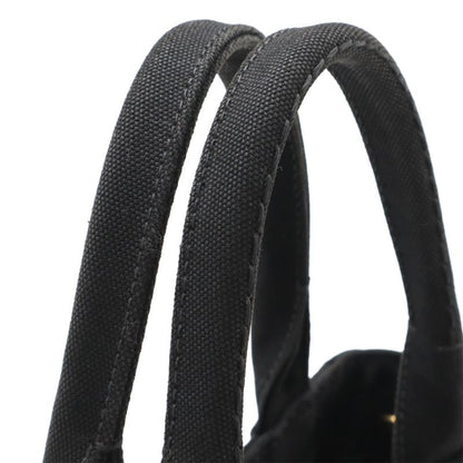 Prada Canapa Tote Bag 2way Shoulder Bag Crossbody Canvas Nero Black Gold