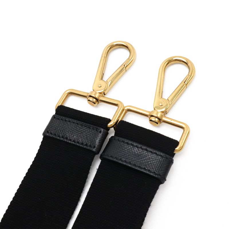 Prada Canapa Tote Bag 2way Shoulder Bag Crossbody Canvas Nero Black Gold