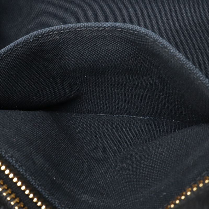 Prada Canapa Tote Bag 2way Shoulder Bag Crossbody Canvas Nero Black Gold