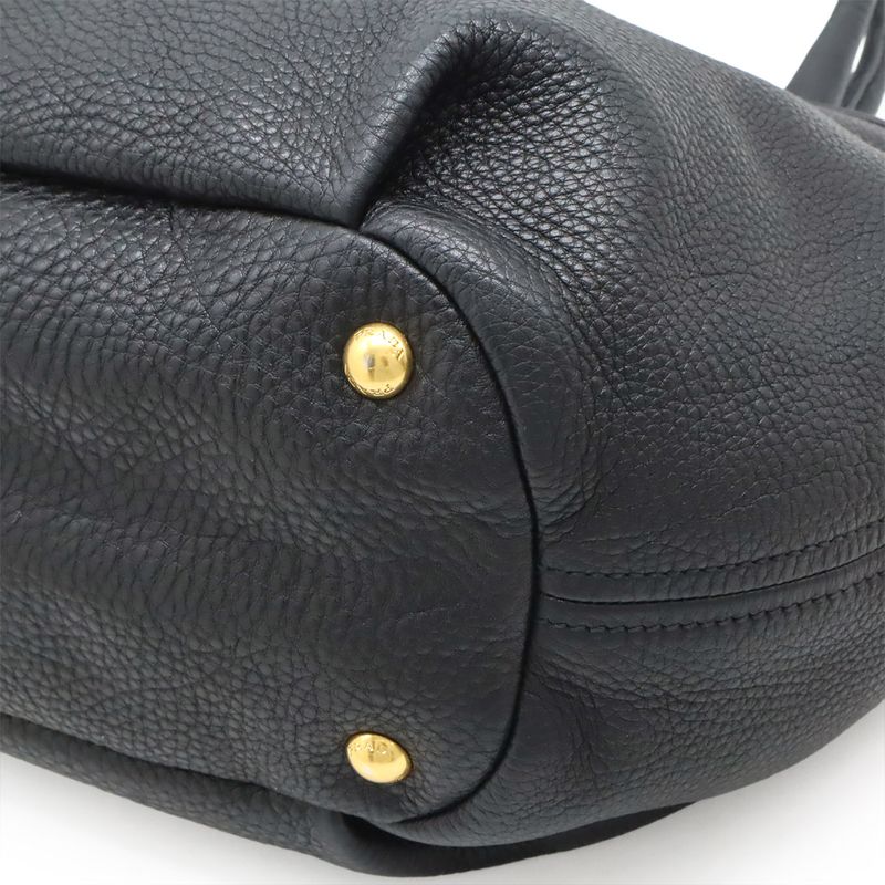 Prada Tote Handbag Leather Nero Black Gold Hardware Miss Ing Shoulder Strap