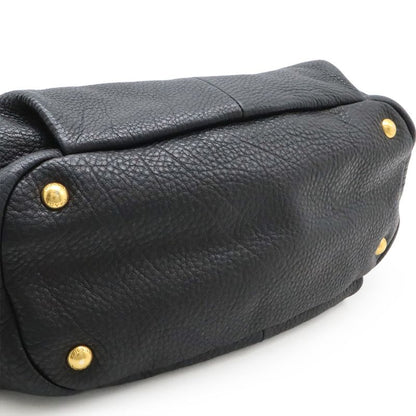 Prada Tote Handbag Leather Nero Black Gold Hardware Miss Ing Shoulder Strap