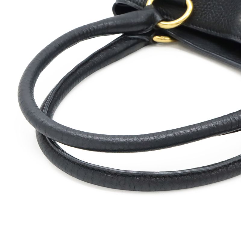 Prada Tote Handbag Leather Nero Black Gold Hardware Miss Ing Shoulder Strap