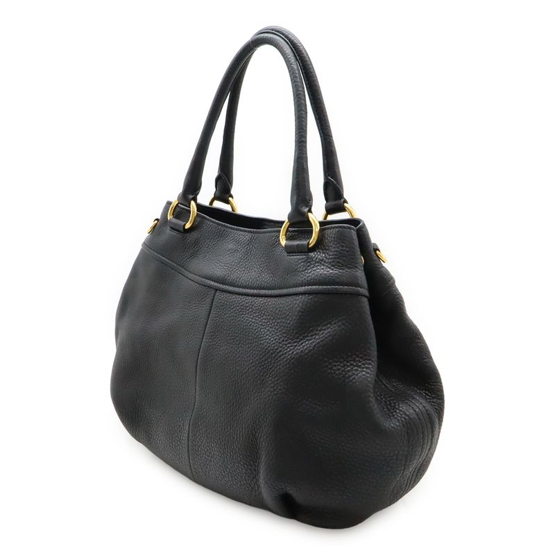 Prada Tote Handbag Leather Nero Black Gold Hardware Miss Ing Shoulder Strap