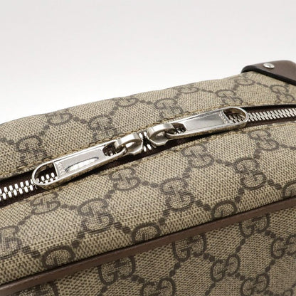 Gucci GG Supreme Shoulder Bag Crossbody PVC Leather Studded Beige Brown Dark