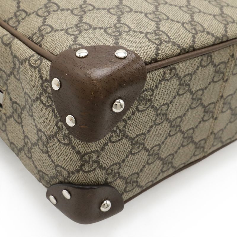 Gucci GG Supreme Shoulder Bag Crossbody PVC Leather Studded Beige Brown Dark