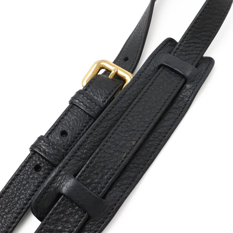 Prada Logo Viterodino Shoulder Bag Pochette Crossbody Leather Nero Black Gold