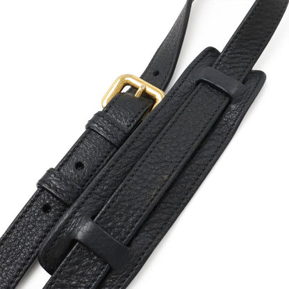 Prada Logo Viterodino Shoulder Bag Pochette Crossbody Leather Nero Black Gold