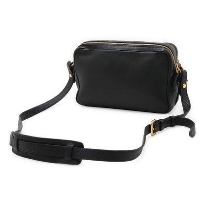 Prada Logo Viterodino Shoulder Bag Pochette Crossbody Leather Nero Black Gold