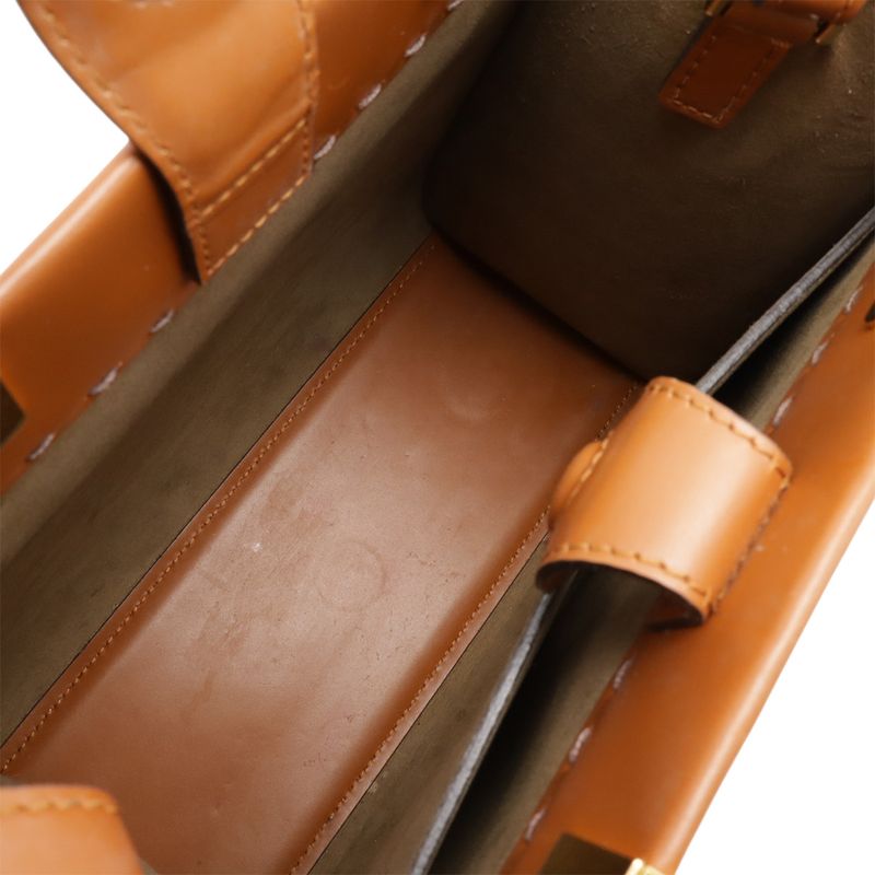 Fendi Sunshine Small Handbag 2way Shoulder Bag Leather Brown Gold Hardware