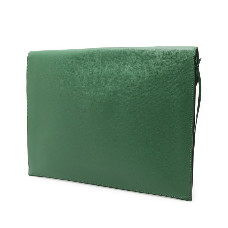 Hermes Kirius Second Bag Clutch Bag Business Bag Courchevel Leather Green Gold
