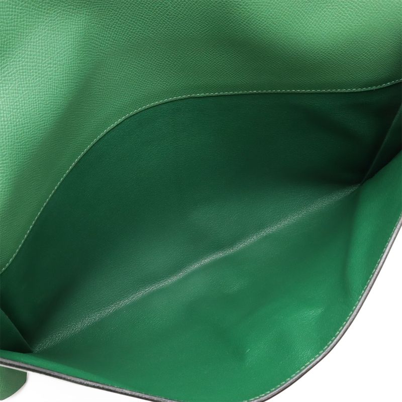 Hermes Kirius Second Bag Clutch Bag Business Bag Courchevel Leather Green Gold