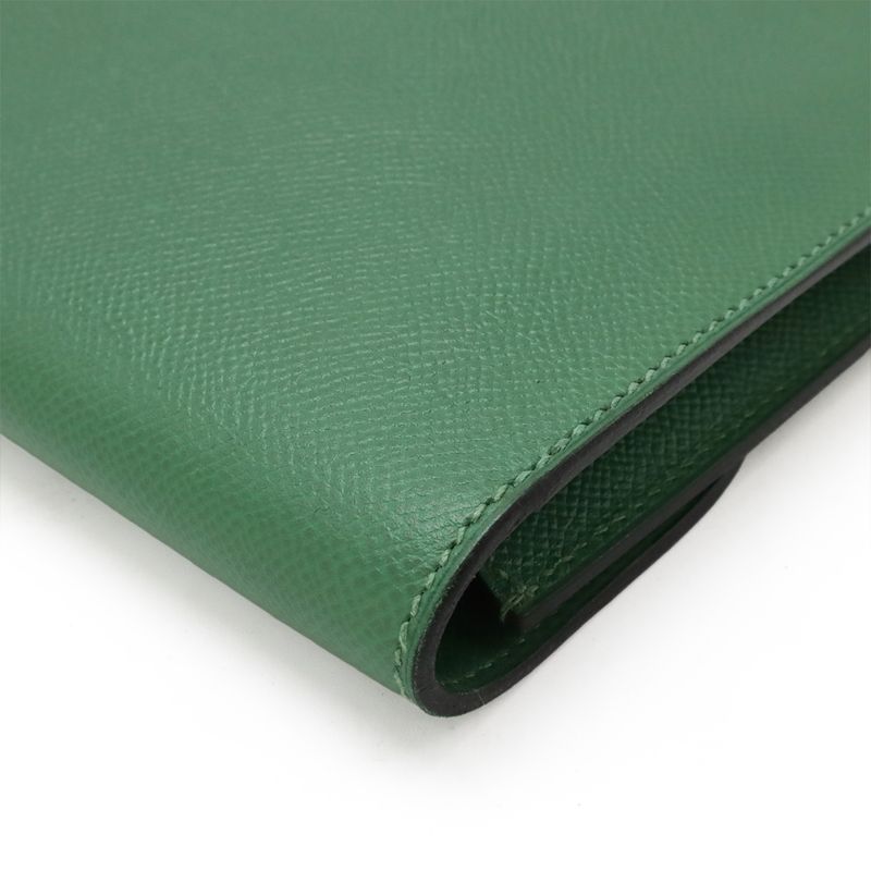 Hermes Kirius Second Bag Clutch Bag Business Bag Courchevel Leather Green Gold