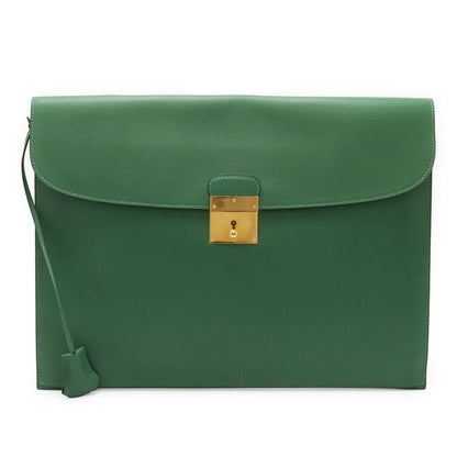 Hermes Kirius Second Bag Clutch Bag Business Bag Courchevel Leather Green Gold