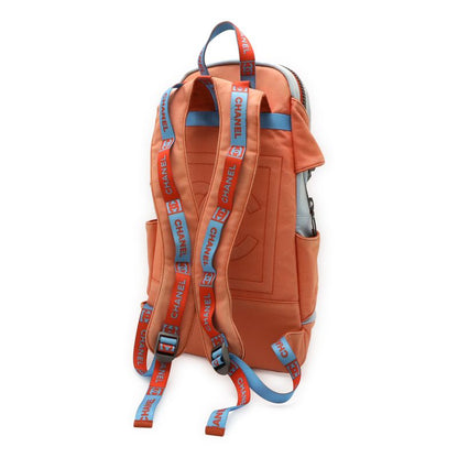 Chanel Sport Line Coco Mark Backpack Sac Canvas Orange Red Light Blue Light Blue