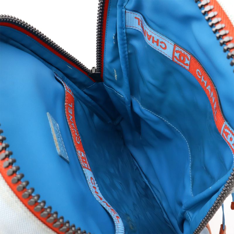 Chanel Sport Line Coco Mark Backpack Sac Canvas Orange Red Light Blue Light Blue