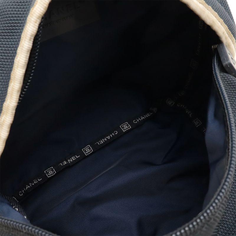 Chanel Sport Line Coco Mark Waist Bag Body Bag 2way Handbag Nylon Canvas Ivory