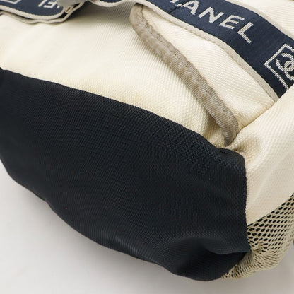 Chanel Sport Line Coco Mark Waist Bag Body Bag 2way Handbag Nylon Canvas Ivory