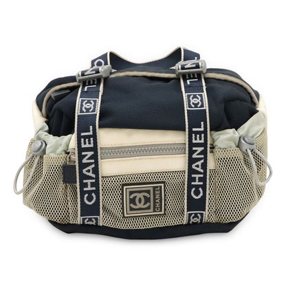 Chanel Sport Line Coco Mark Waist Bag Body Bag 2way Handbag Nylon Canvas Ivory